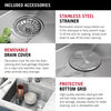 Lavabo de cocina tipo estación de trabajo con un receptáculo de acero inoxidable calibre 16 de 23" de montaje bajo encimera, con reborde WorkFlow™ y accesorios